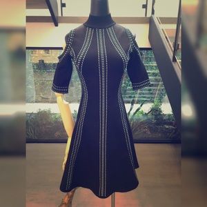 Guess Mock Neck Cold Shoulder Dress Black XS S